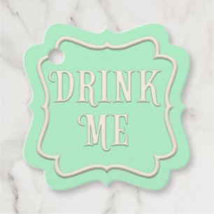 "Drink Me" Wonderland Tea Party Green Personalized Favour Tags