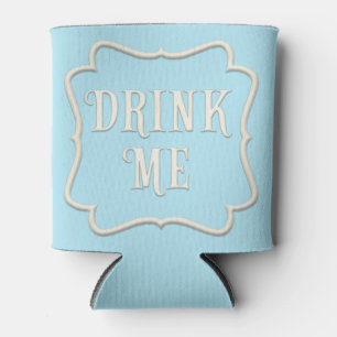 "Drink Me Wonderland Tea Party Pastel Blue Can Cooler