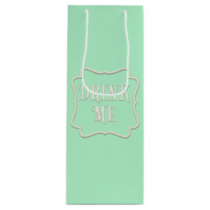 "Drink Me" Wonderland Tea Party Pastel Green Wine Gift Bag