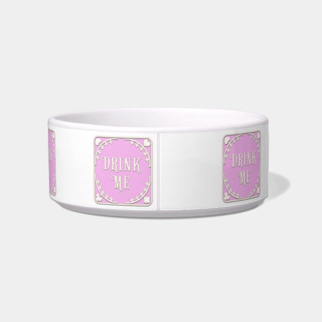 "Drink Me" Wonderland Tea Party Pink Emblem Bowl (Back)