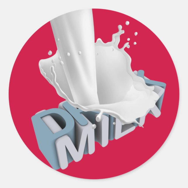 Drink Milk! 3D Classic Round Sticker (Front)