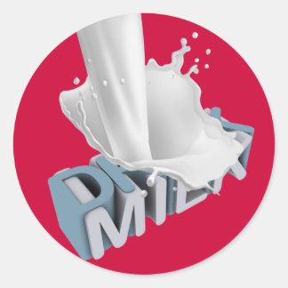 Drink Milk! 3D Classic Round Sticker