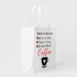 Drink more coffee red reusable grocery bag
