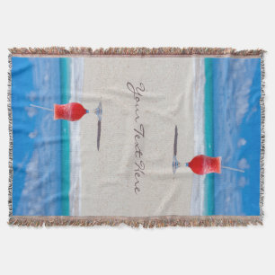 Drink On Beach custom throw blanket