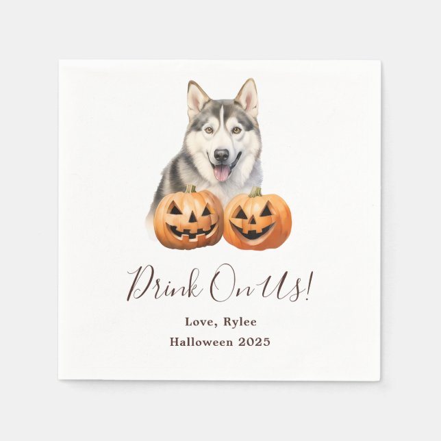 Drink On Us Custom Pet Cocktail Weddings Napkin  (Front)