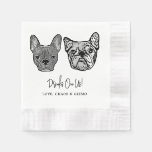 Drink On Us Pets Custom Hand Drawing Wedding Napki Napkin