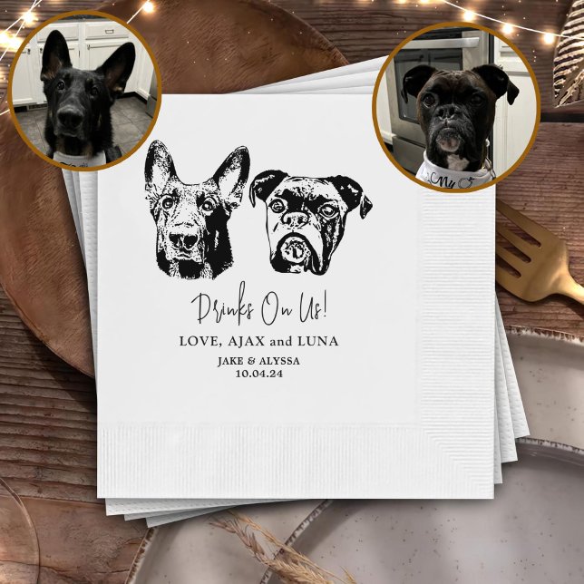 Drink On Us Pets Custom Hand Drawing Wedding Napki Napkin (Creator Uploaded)