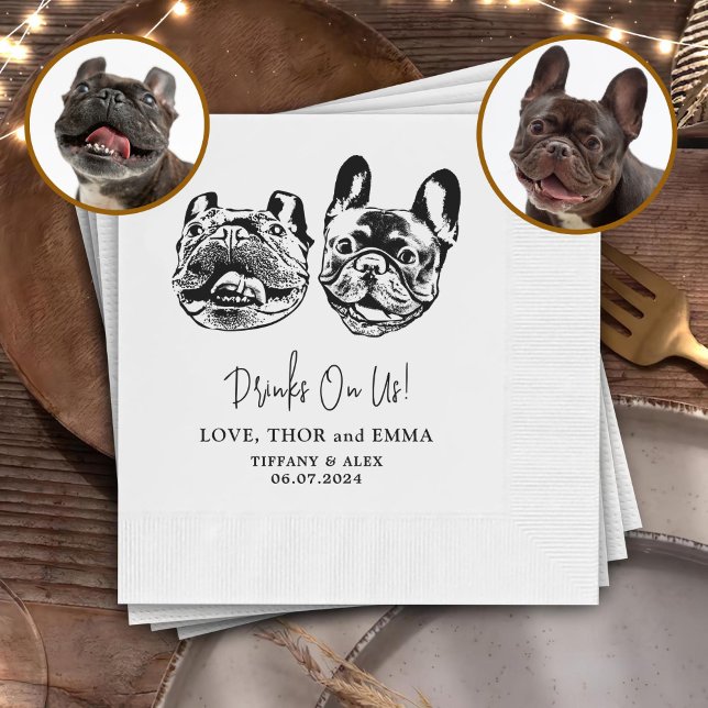 Drink On Us Pets Custom Hand Drawing Wedding Napki Napkin (Creator Uploaded)