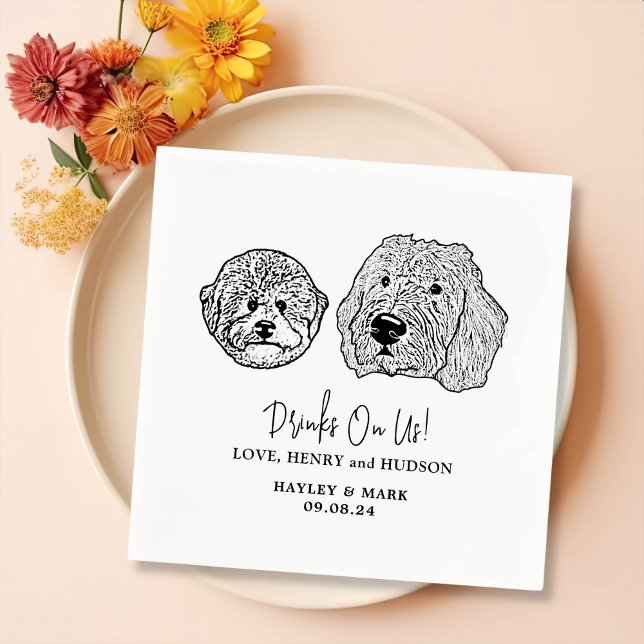 Drink On Us Pets Custom Hand Drawing Wedding Napki Napkin (Creator Uploaded)