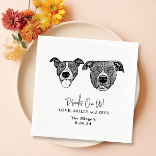Drink On Us Pets Custom Hand Drawing Wedding Napki Napkin