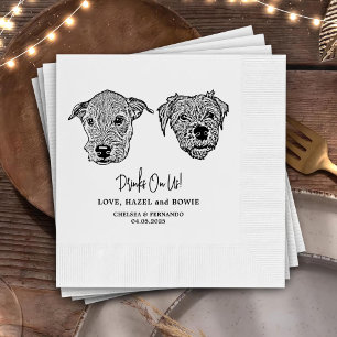 Drink On Us Pets Custom Hand Drawing Wedding Napki Napkin