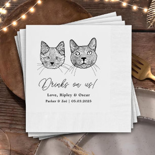 Drink On Us Pets Custom Hand Drawing Wedding Napki Napkin