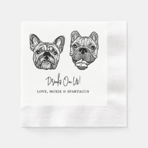 Drink On Us Pets Custom Hand Drawing Wedding Napkin