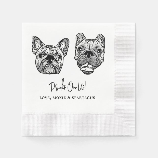 Drink On Us Pets Custom Hand Drawing Wedding Napkin (Front)