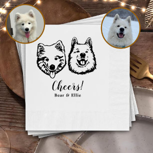 Drink On Us Pets Custom Hand Drawing Wedding Napkin