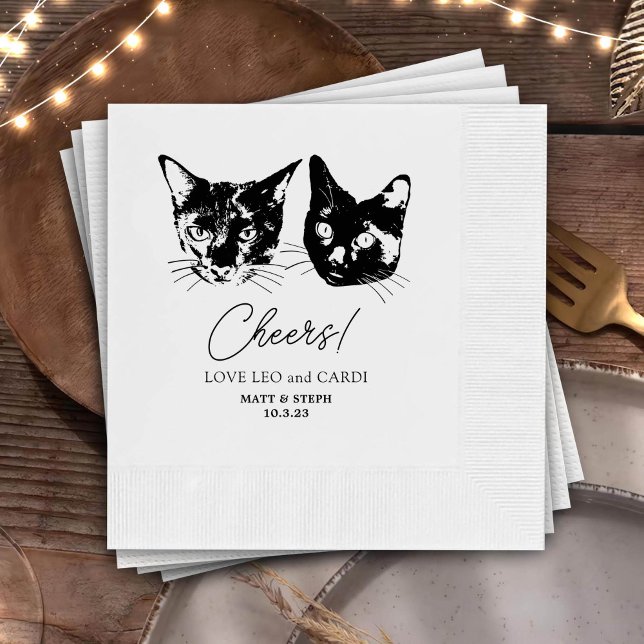 Drink On Us Pets Custom Hand Drawing Wedding Napkin (Creator Uploaded)