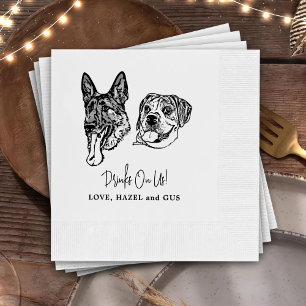 Drink On Us Pets Custom Hand Drawing Wedding Napkin