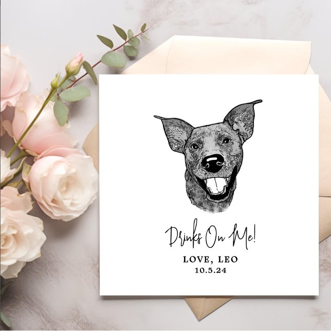 Drink On Us Pets Custom Hand Drawing Wedding Napkin (Creator Uploaded)