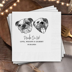Drink On Us Pets Custom Hand Drawing Wedding Napkin