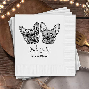 Drink On Us Pets Custom Hand Drawing Wedding Napkin