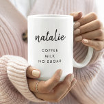 Drink Preference | Modern Name Minimalist Stylish Coffee Mug<br><div class="desc">Simple,  stylish custom drink preference mug which can easily be personalized with your name and drink preference ( tea / coffee / milk / sugar / biscuits ). The perfect coffee mug to let your colleagues or loved one's never forget your drink order!</div>