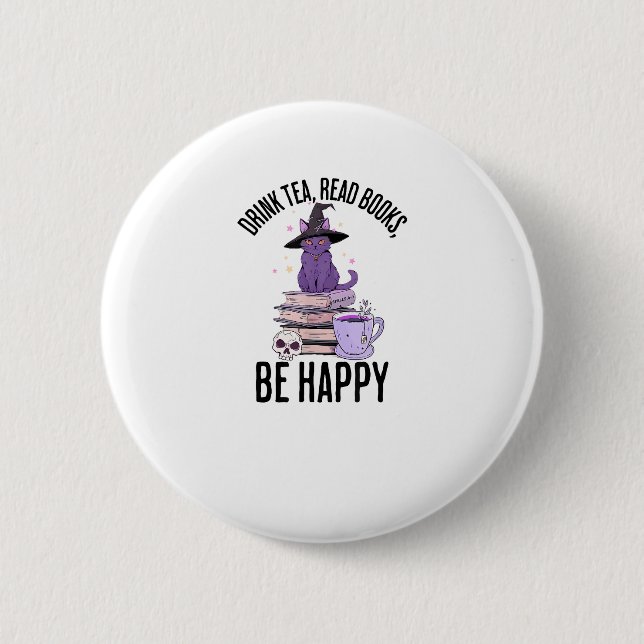 Drink Read Books Whimsigoth Halloween Design 2 Inch Round Button (Front)