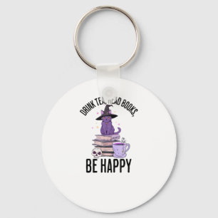 Drink Read Books Whimsigoth Halloween Design Keychain