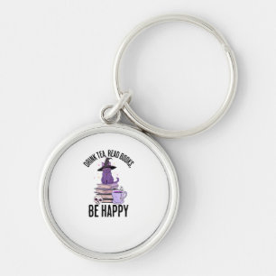 Drink Read Books Whimsigoth Halloween Design Keychain