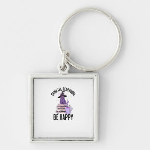 Drink Read Books Whimsigoth Halloween Design Keychain
