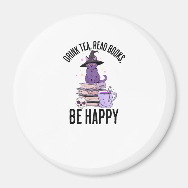 Drink Read Books Whimsigoth Halloween Design Magnet (Front)
