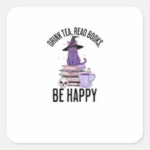 Drink Read Books Whimsigoth Halloween Design Square Sticker