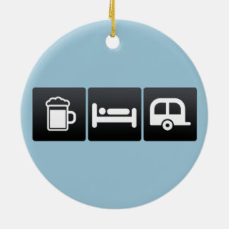 Drink, Sleep and Campers Ceramic Ornament