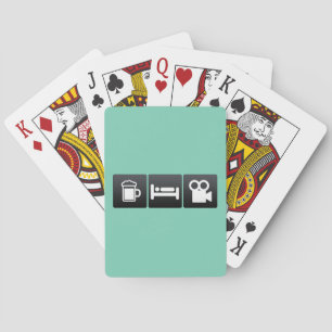 Drink, Sleep and Movie Cameras Playing Cards