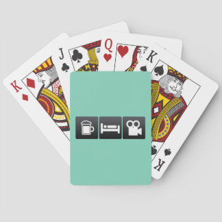 Drink, Sleep and Movie Cameras Playing Cards