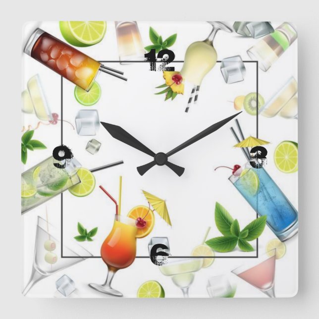 Drink Square Wall Clock (Front)