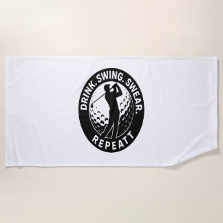 Drink Swing Swear Repeat Golf Beach Towel