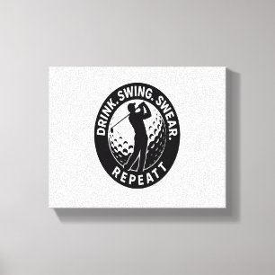 Drink Swing Swear Repeat Golf Canvas Print
