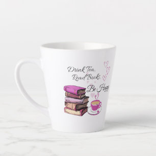"Drink Tea. Read Books. Be Happy. – Cozy Reader Mu Latte Mug