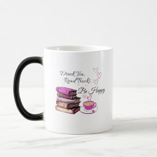 "Drink Tea. Read Books. Be Happy. – Cozy Reader Mu Magic Mug