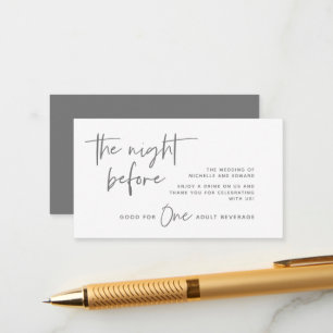Drink Ticket, Adult Beverage, Wedding Bar Party Enclosure Card