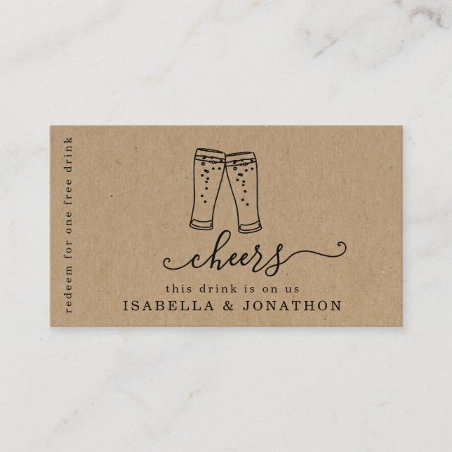 Drink Ticket, Free Alcohol Voucher Business Card (Front)