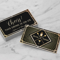 Drink Ticket Gold Art Deco Free Drink Voucher