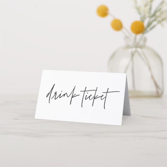 Drink Ticket Wedding Bar Event Token Tent Cards  (Front)