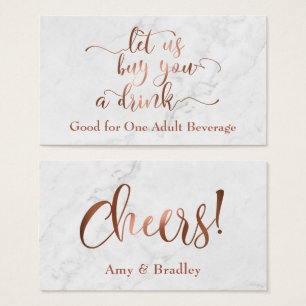 Drink Tickets   Copper Script with White Marble