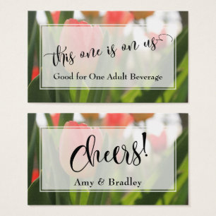Drink Tickets Elegant Script & Red Tulips