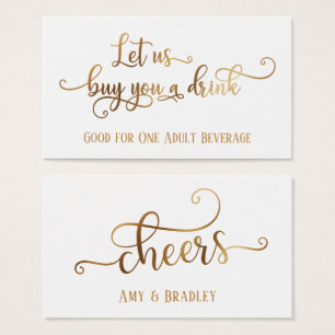 Drink Tickets   Faux Gold Foil on Editable White