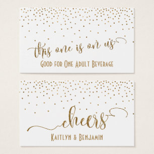 Drink Tickets, Faux Gold Glitter Confetti on White