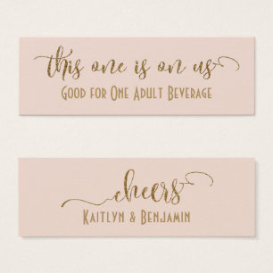 Drink Tickets, Faux Gold Glitter over Blush Pink