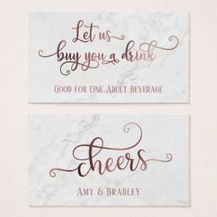 Drink Tickets Rose Gold Script with White Marble