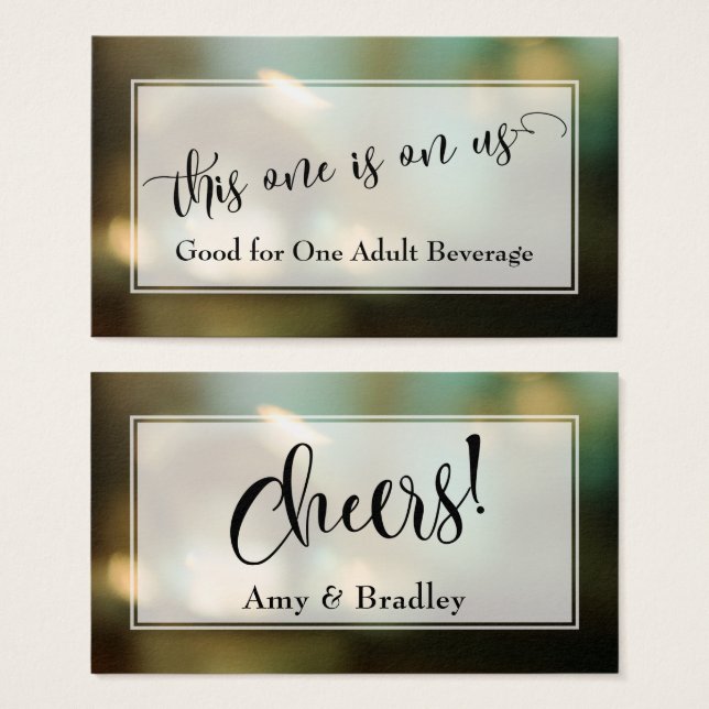 Drink Tickets | Script & Abstract Blurred Green (Front & Back)